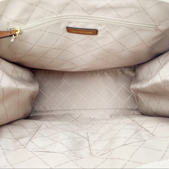 Michael Kors Large Logo Jacquard Tote Crossbody Bag Luggage Canvas Logo - Picture 3 of 3
